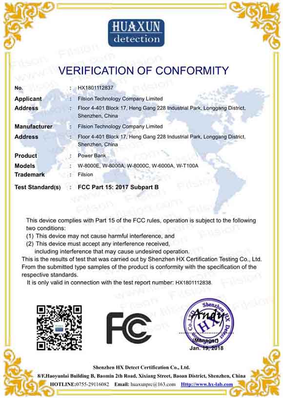 FCC Certificate
